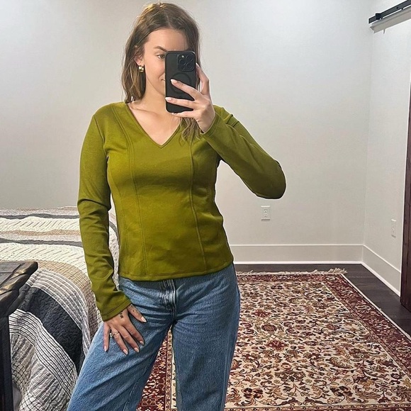 Banana Republic Olive Long Sleeve Blouse - Picture 8 of 8